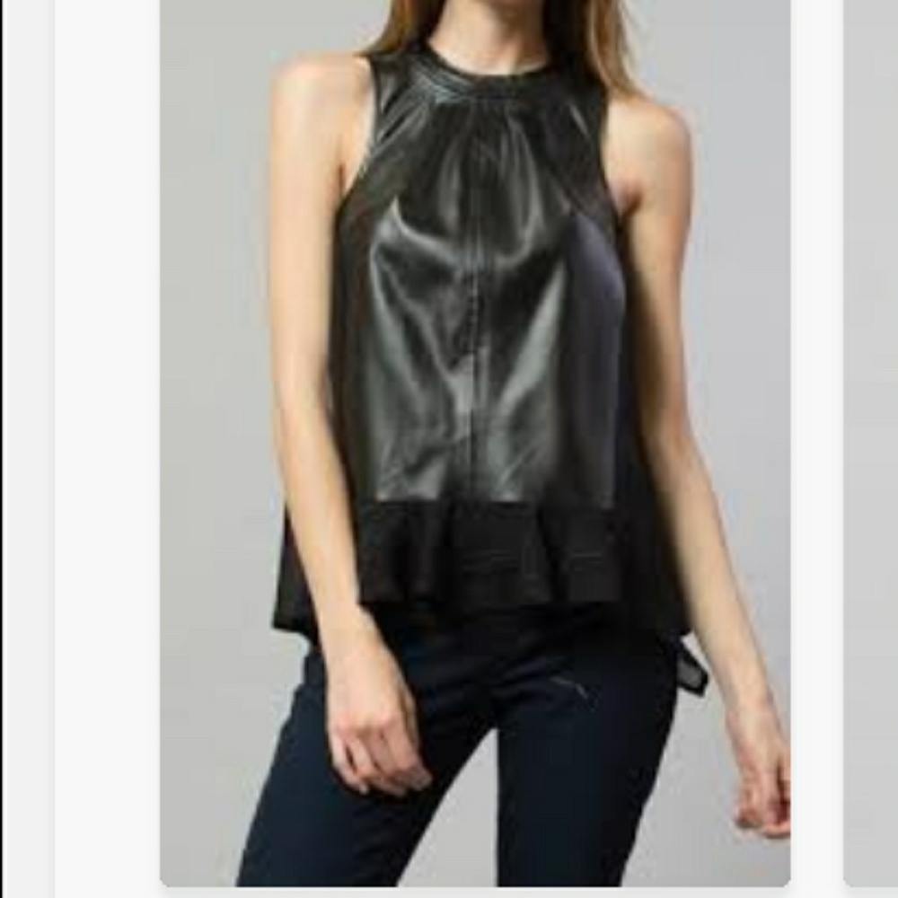 Anthropologie Faux Leather Blouse
